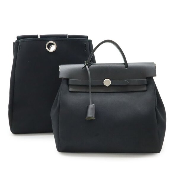 Hermes Herbag Her Bag A Dos PM Rucksack Sac Backpack 2-Way Handbag Toile main image 7
